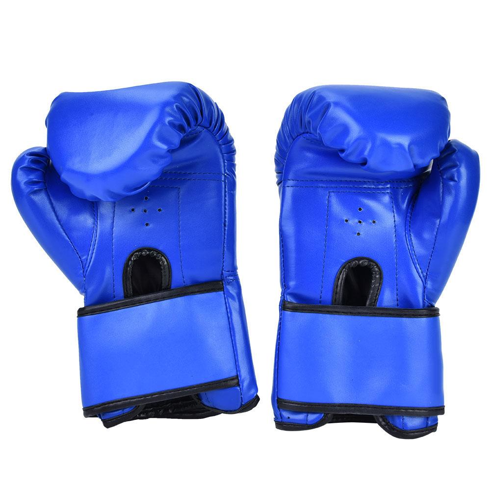 1 Pair PU Leather Boxing Gloves Sanda Punching Sparring Sandbag Training Mitts (Blue)