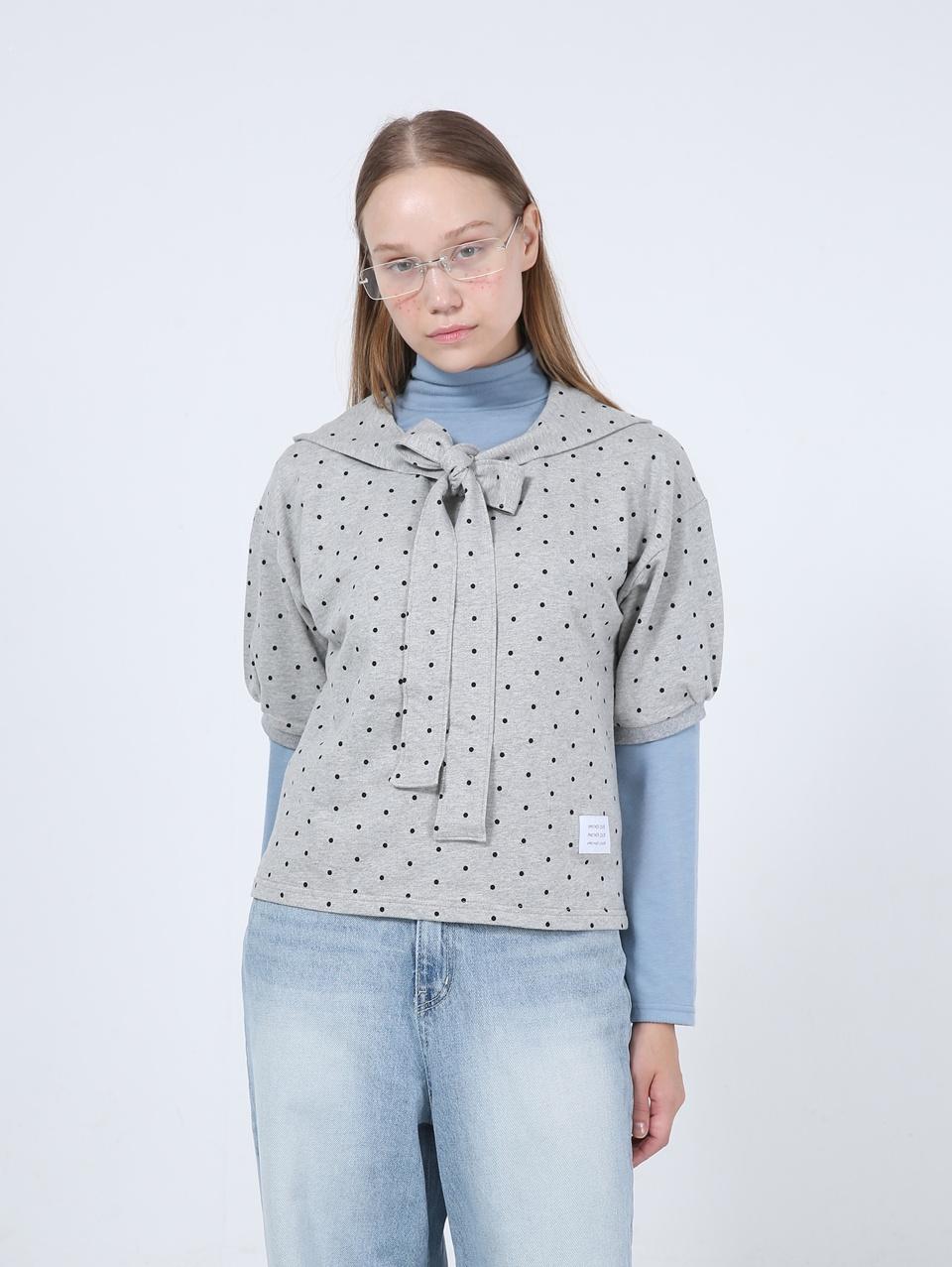 Under The Color Dot Layered Hoodie ( Gray ) Grey/Free