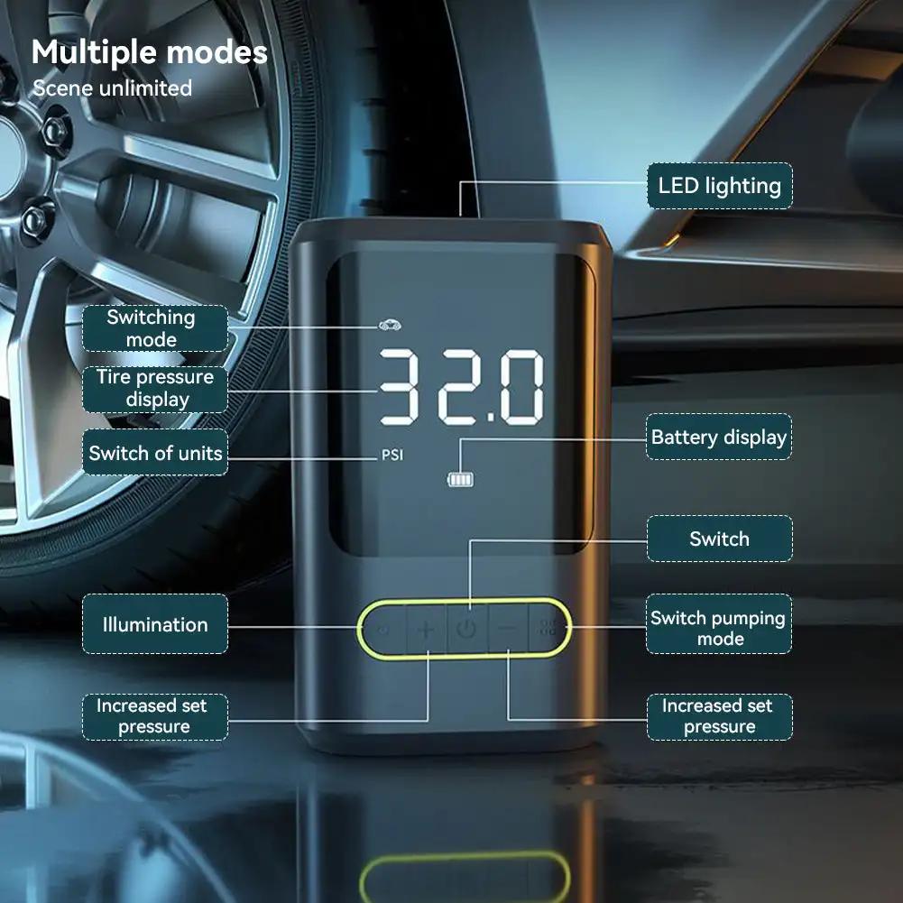 150PSI Car Inflator Pump Portable Electric Air Compressor Pump Digital Display Pump for Moto Bicycle Balls and Charger for Phone