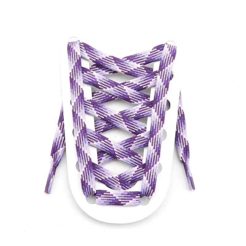 1 Pair Colorful Striped Shoe Laces for Woman Man Width 1CM Rainbow Shoelace Flat Shoelaces for Sneakers Length 100/120/140/160CM