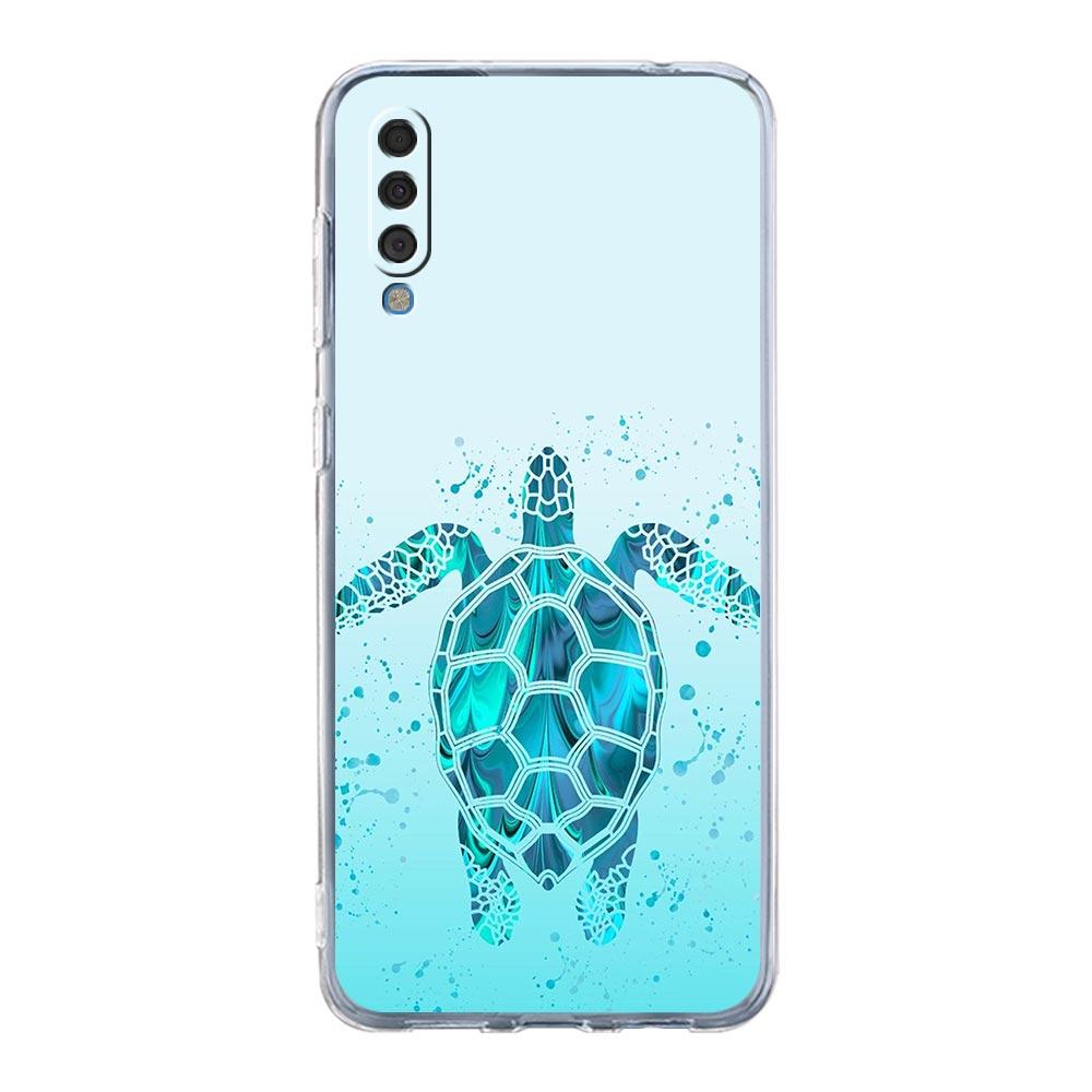 Case For Samsung A54 A52 A50 A70 A40 A20S A20E A02S A12 A14 A16 A22 A42 A34 A32 5G A04s A06 lovely Cartoon sea turtle ocean blue