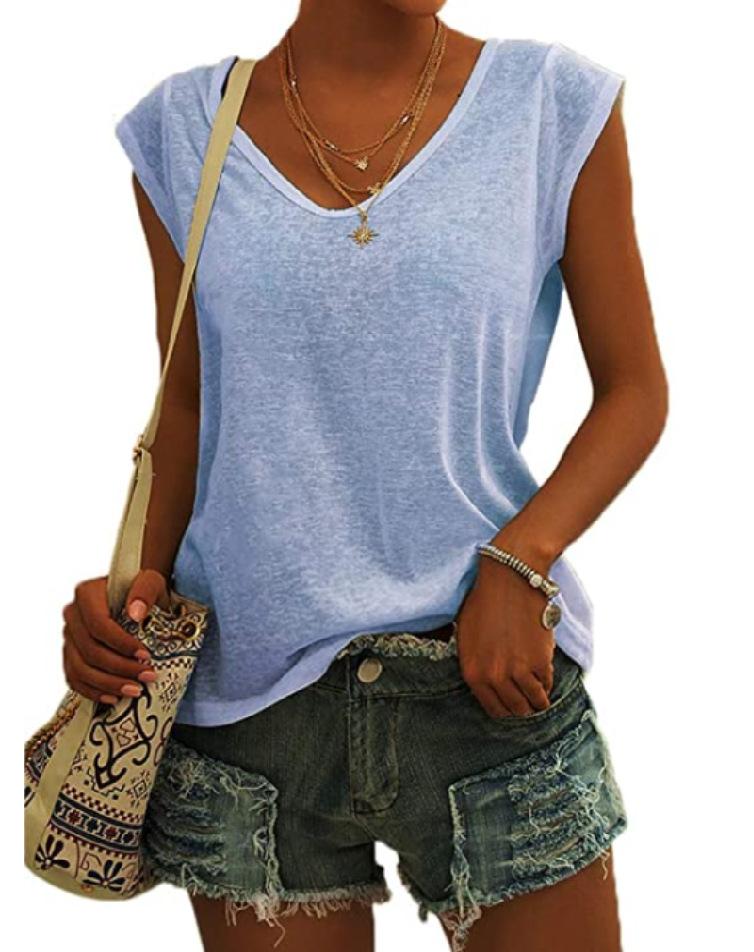 Damemote Ny Ensfarget Tank Top Sommer Bluser T-skjorte Uformell Loose Fit Basic skjorter Tank Tops