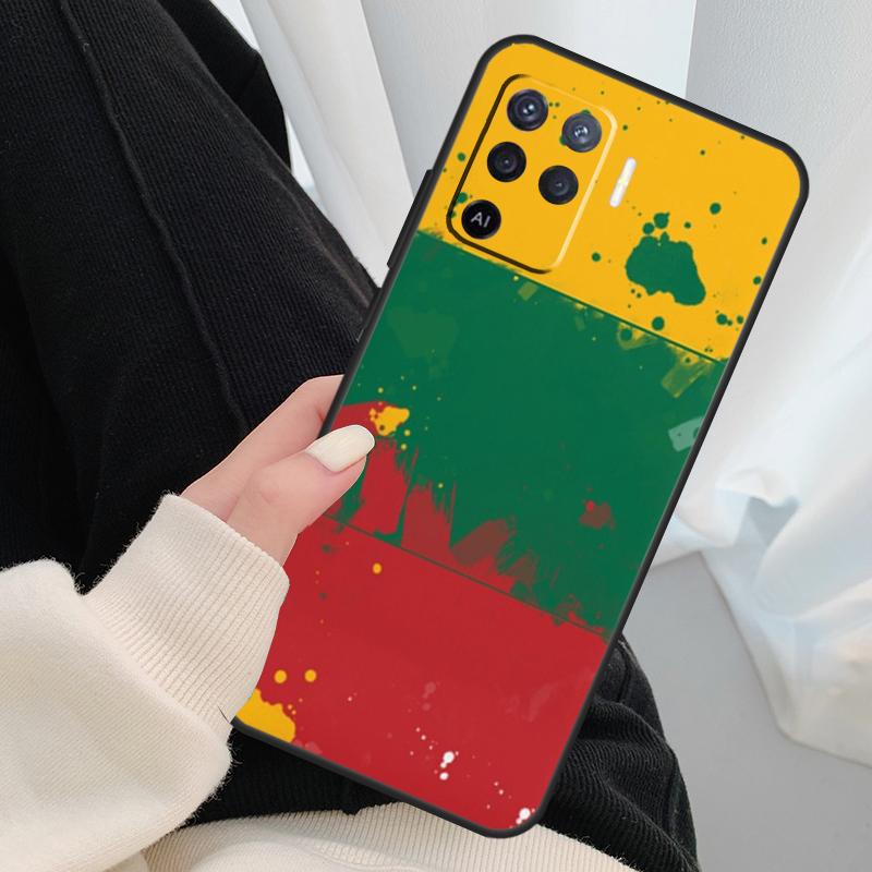Fashion Lithuania Flag Case For Oppo A17 A57 A77 A40 A78 A54 A74 A94 A76 A16 A96 A18 A60 A80 A38 A58 A98 A15 A5 Pro