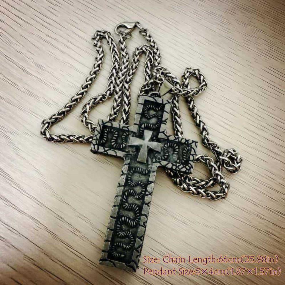 With Secret Compartment Cross Pendant Necklace Openable Charm Jewelry Chain Pendant Necklace
