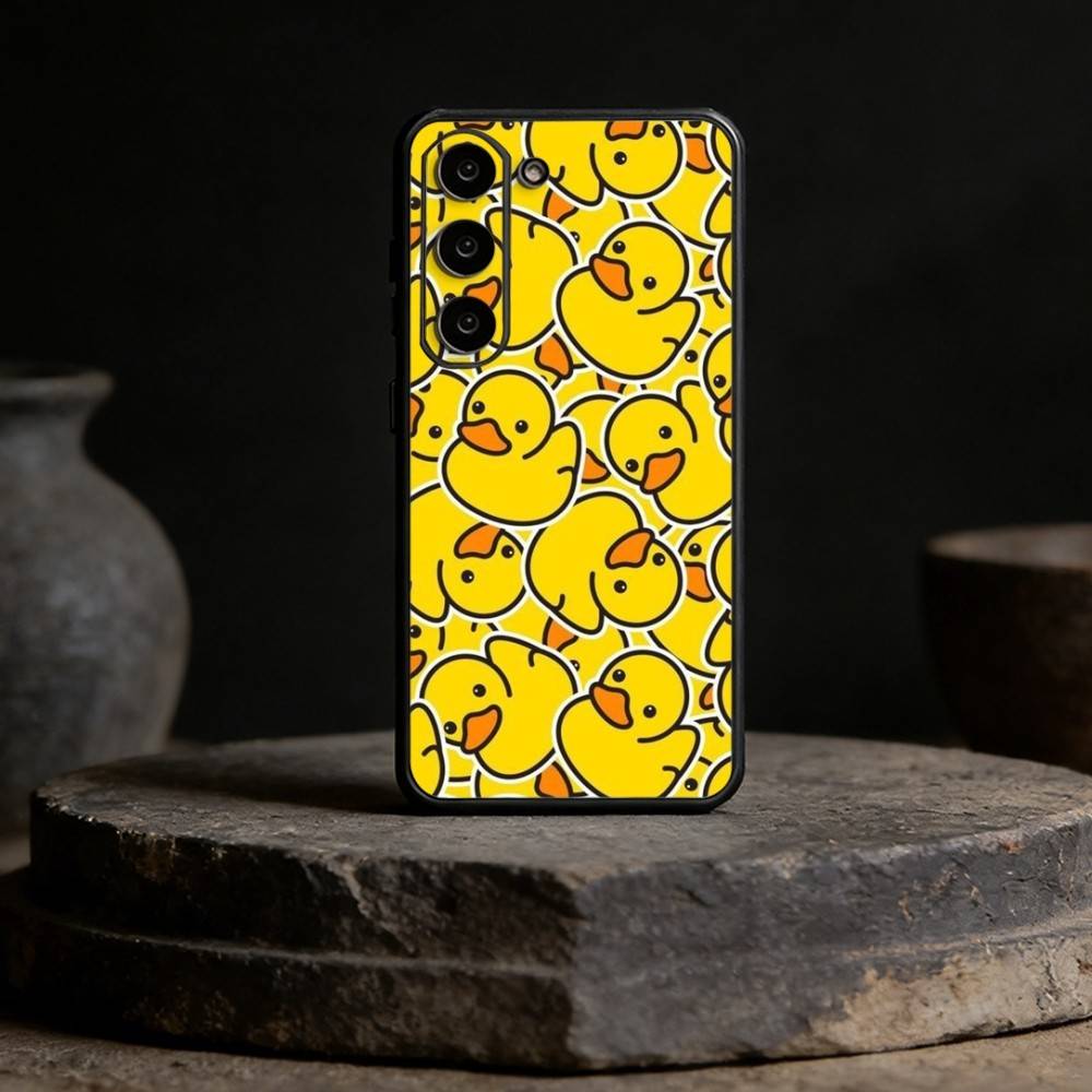 Yellow Duck Cute Phone Case For Samsung Galaxy A91,80,73,72 ,71,53,52,32 ,31,22,21s,20,Soft Black Case