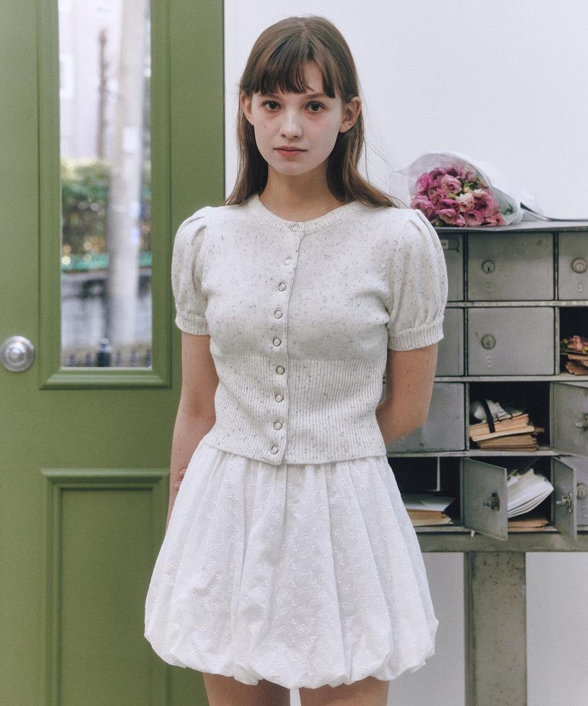Letter From Moon Ellie Lace Balloon Pumpkin Skirt (White)
