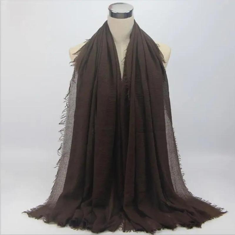 

100*180cm Women Solid Crinkle Hijab Fold Shawl Foulard for Lady Multi Color Scarf Pure Sunscreen Conditioning Shawl Head Scarf 27