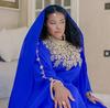 Kaftan Blue Fance Wedding Georgette Farasha Ramzan Moroccan Dress Abaya Dubai