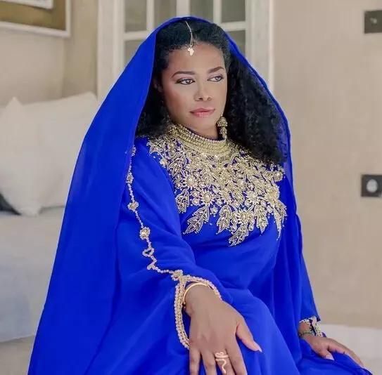 Kaftan Blue Fance Wedding Georgette Farasha Ramzan Moroccan Dress Abaya Dubai