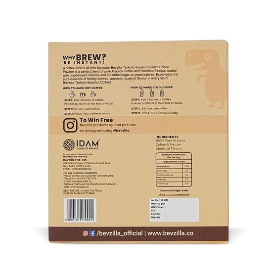Bevzilla 48 Instant Coffee Powder Sachets (Hazelnut) - 96 Grams| Hot & Cold Coffee| Makes 48 Cups|Arabica Coffee | Easy To Carry