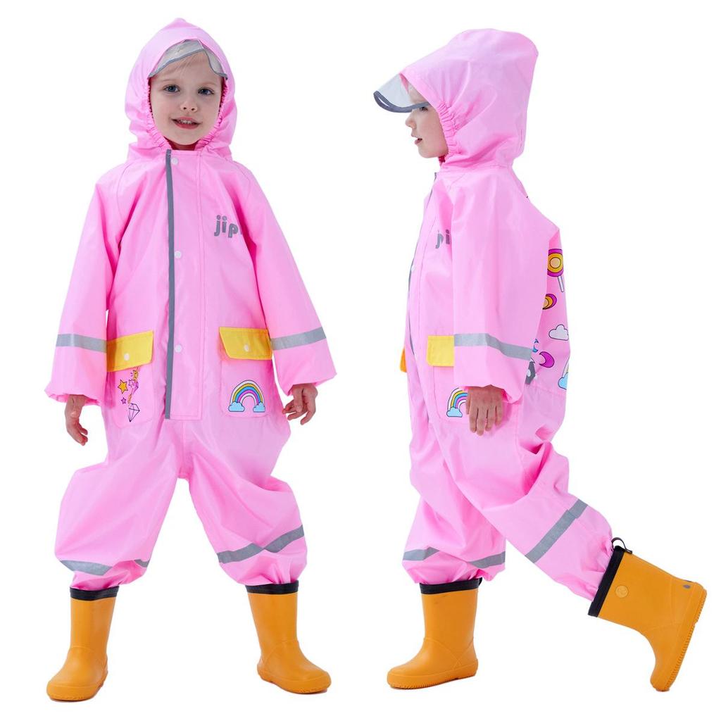 Children's 3D Cartoon Rain Poncho with Reflective Strips - Boys, Girls, Toddlers, Kindergarteners