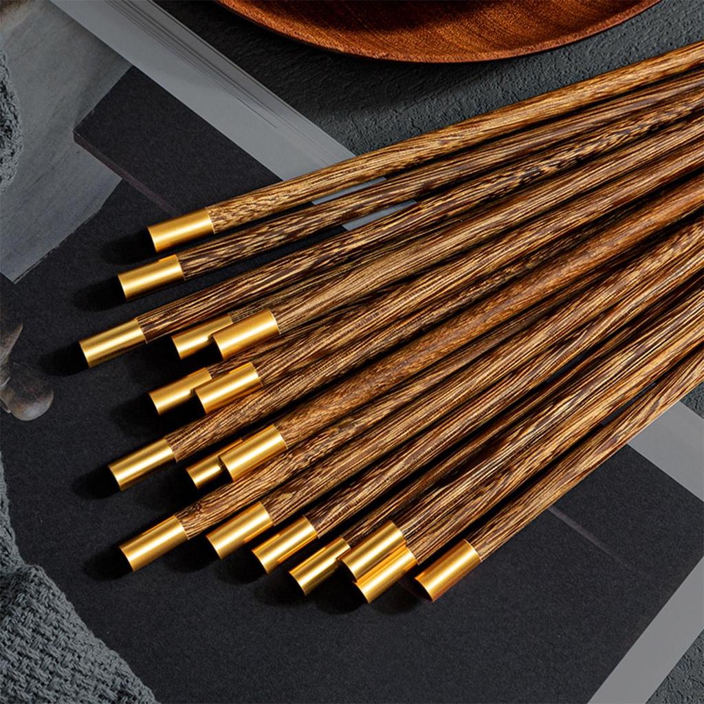 Set de Bețișoare din Oțel Inoxidabil, 5 Perechi, Reutilizabile, Ușoare, Metalice, Japoneze, Chinezești, Coreene, Anti-alunecare, Sigure pentru Mașina de Spălat Vase