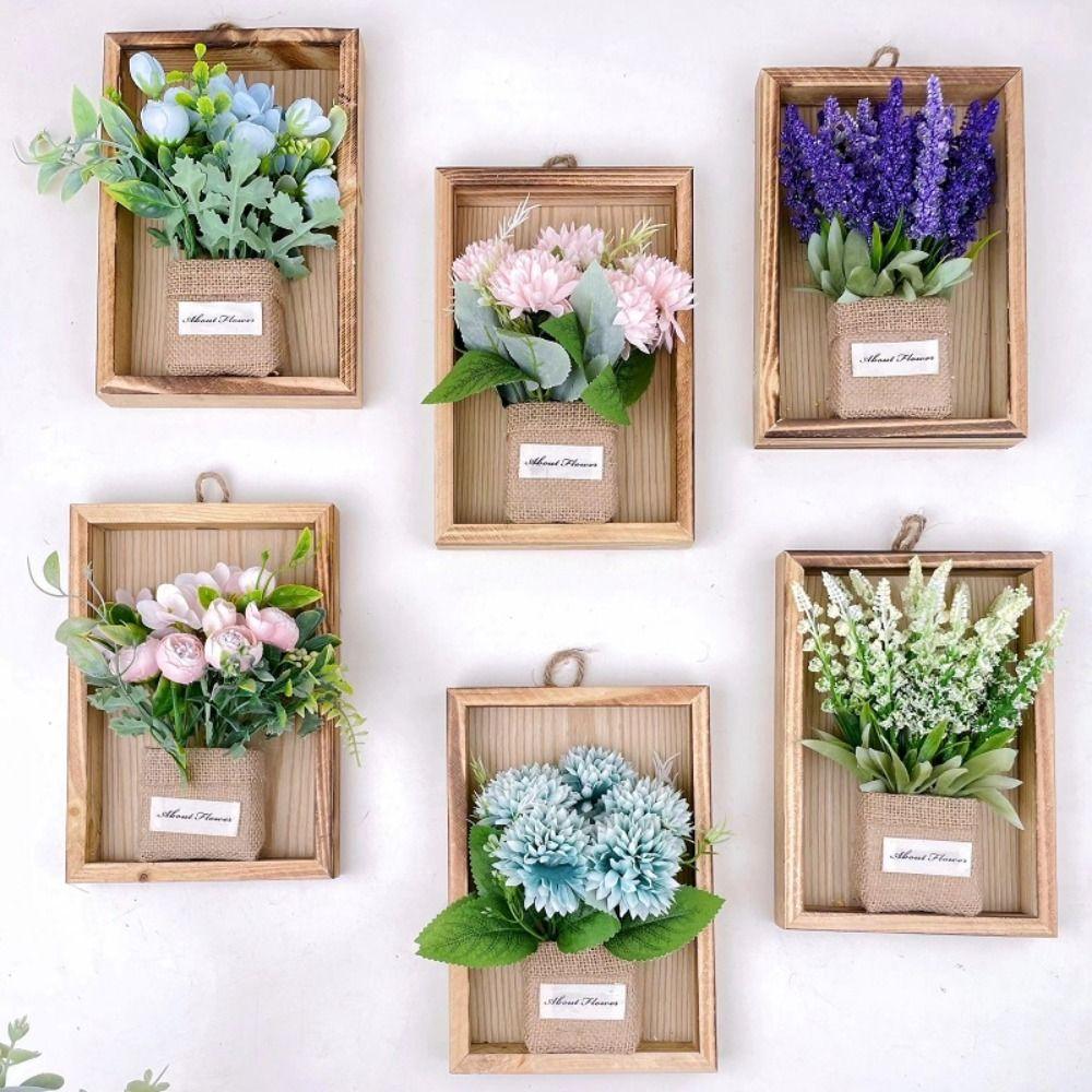Wooden Faux Flowers Wall Decor 3D Imitation Flowers Decoration Hydrangea Wall Decor  Home