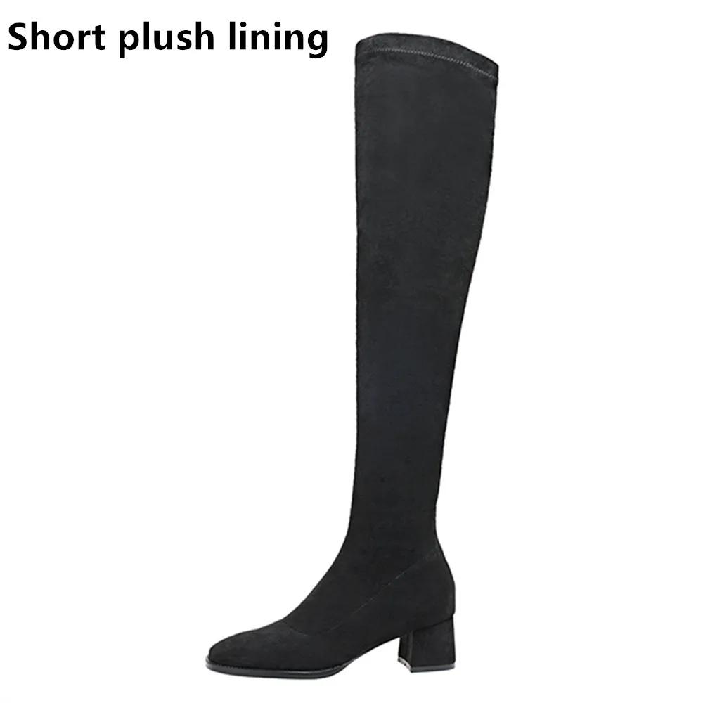 Fashion Fashion Over The Knee Boots Women 2025 Autumn Winter New High Botas Mujer Khaki Suede Pumps Sock Shoes High Heels Boots Black