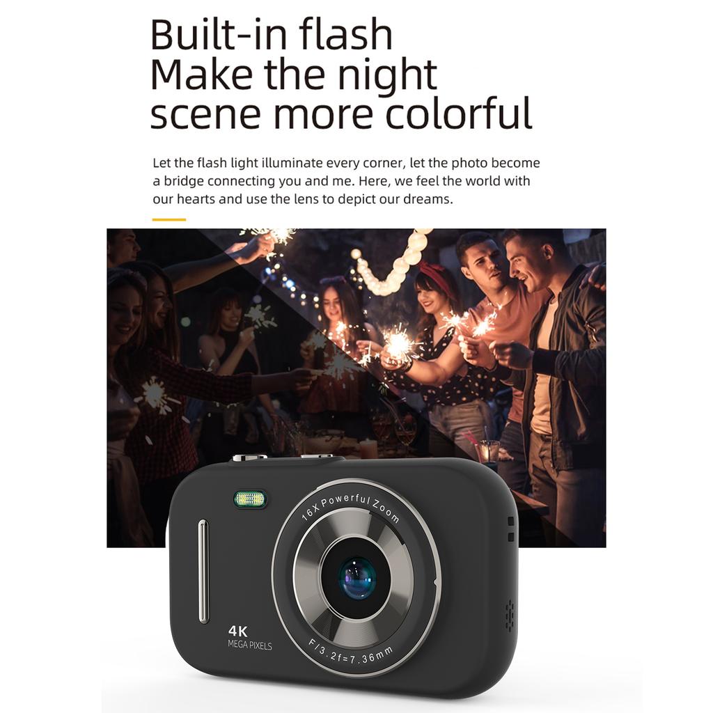4K Digital Camera Portable Digital Video Camera 48MP 2.8 Inch IPS Screen 16X Zoom Built In Battery Birthday Christmas