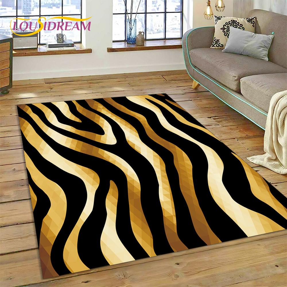 Colorful Zebra Stripe Leopard Tiger Print Pattern Rug Carpet for Living Room Bedroom Decor,Non-slip Decoration for Sofa Doormat