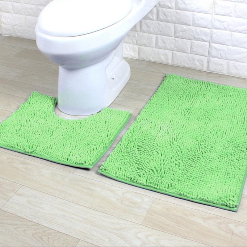 Bathroom Rugs Chenilles Bath Mats Set of 2 Nonslip Bath Mats Super Absorbent UShaped Carpets Decoration Machine Wash