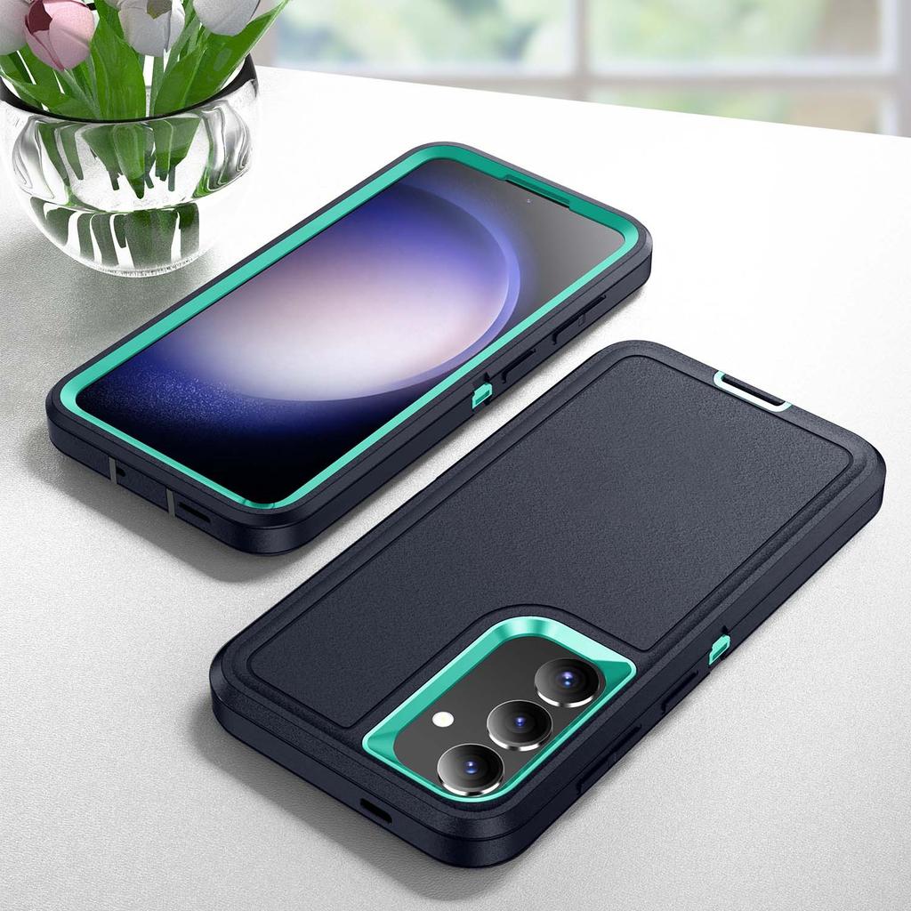 Three Proof Flat Protective Case with Built-in Dust Plug and Fingerprint Protection for Samsung Phone Cases
