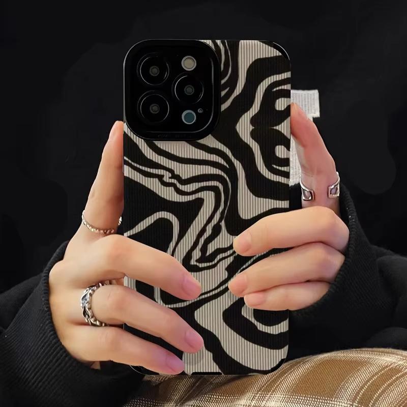 NEW Zebra Stripe Wrinkle Phone Case For iPhone 13 12 11 14 15 16 17 Pro Max Mini 16 Plus 17 Air Silicone Shockproof Full Cover