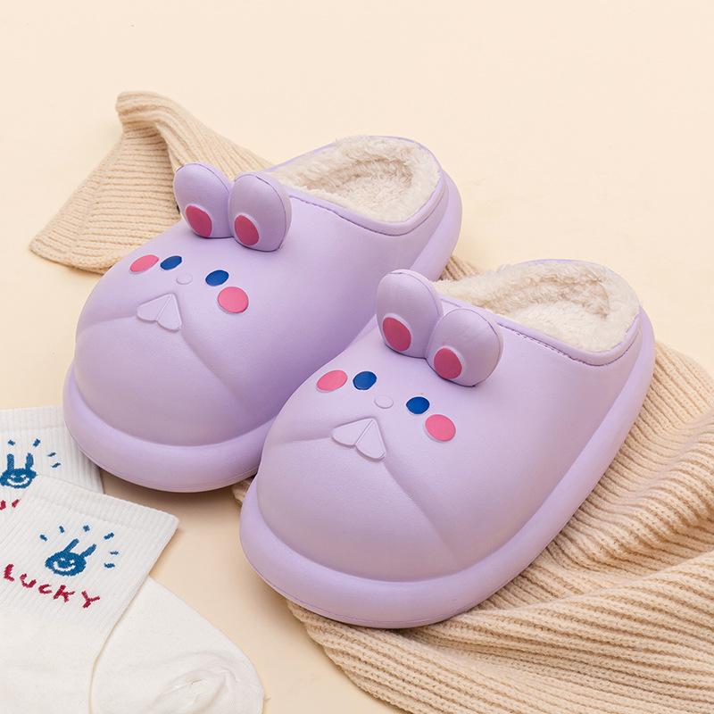 

Детские водонепроницаемые хлопковые тапочки женские осенне-зимние домашние бытовые теплые милые родительско-детские хлопковые тапочки плюшевые зимние 36-37 [Suitable for 35-36 feet] фиолетовый