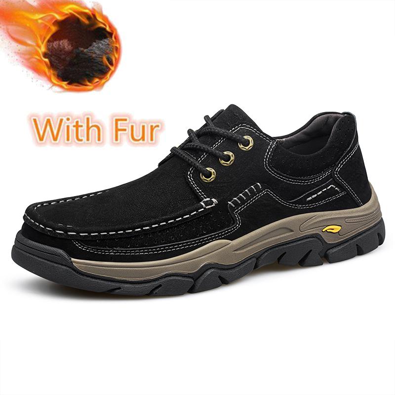 Fashion Genuine Leather Men Casual Shoes Outdoor Man Hiking Shoes Non-Slip Male Treking Footwear High Quality Outdoor Sneakers Trainers