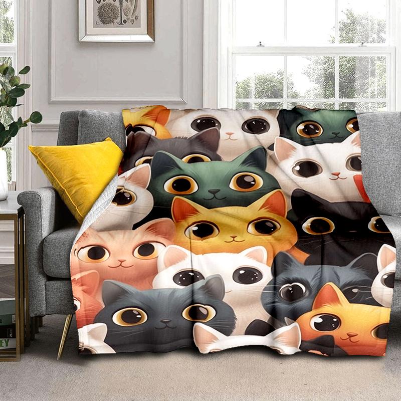 1PC Cute cat, cartoon blanket, all season lightweight home office outdoor nap multifunctional blanket