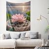 Peaceful Lotus Tapestry  Sunset Lake Scenery Home Decor Wall Hanging