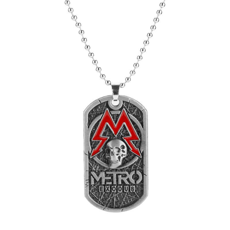 Skull Exodus Metro Pendant Necklace With Alloy Geometric Design For Game Fans