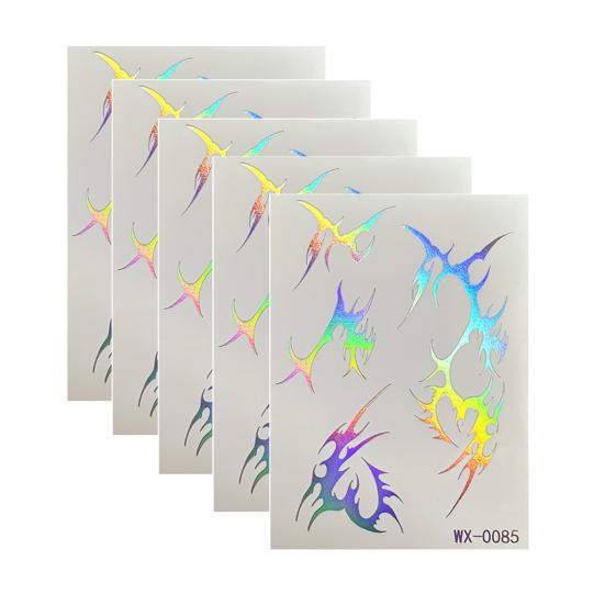 5 Sheets Holographic Lightning Tattoos Flash Temporary Stickers Full Color Body