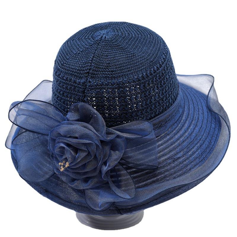 Frühlings- und Sommer-Organza-Hut Sonnenhut Damen Sonnenschutz Eimerhut UV-Schutz Blumen-Sonnenhut