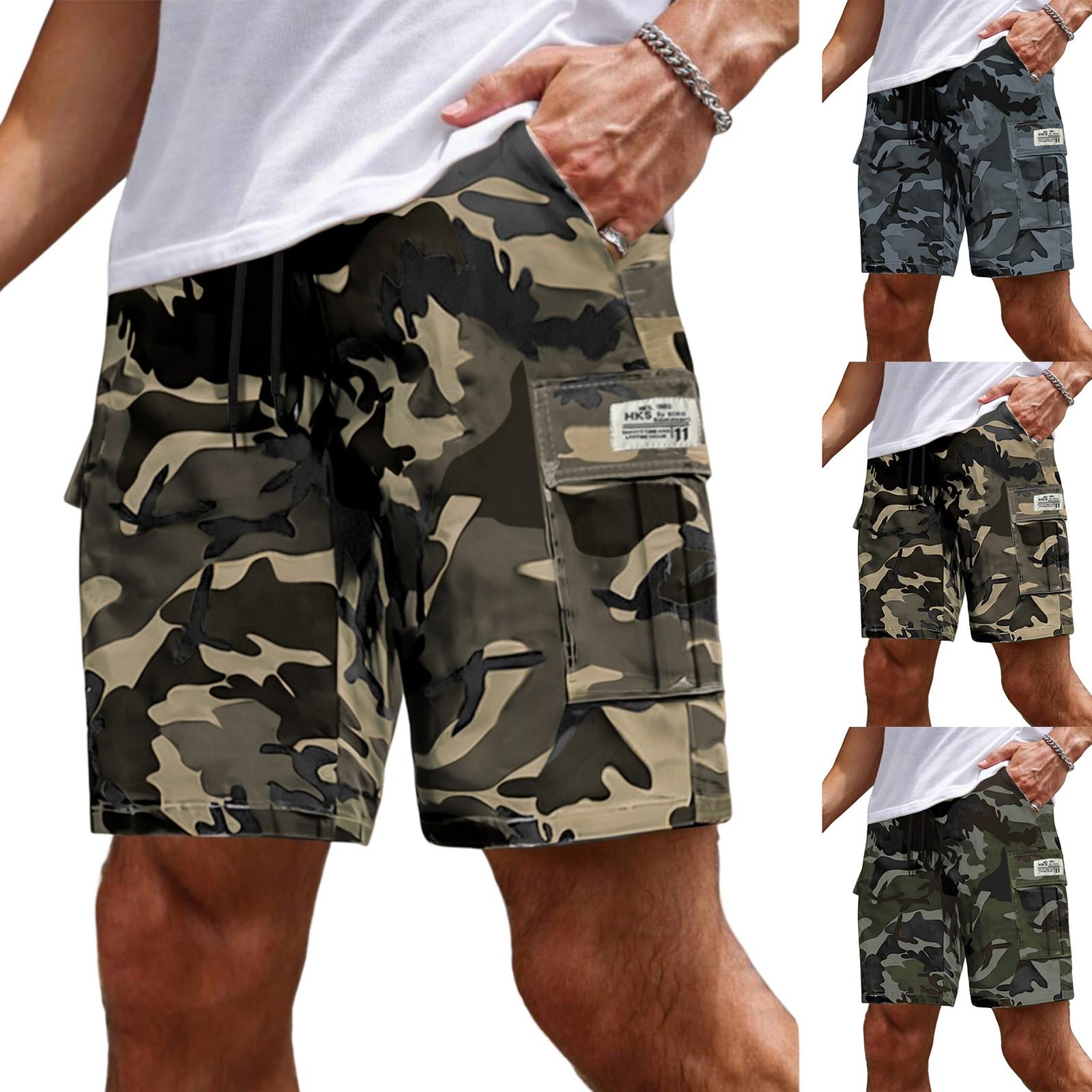 

Men s Cargo Shorts Camouflage Casual Loose Fit Lace-up Knee-length Shorts M
