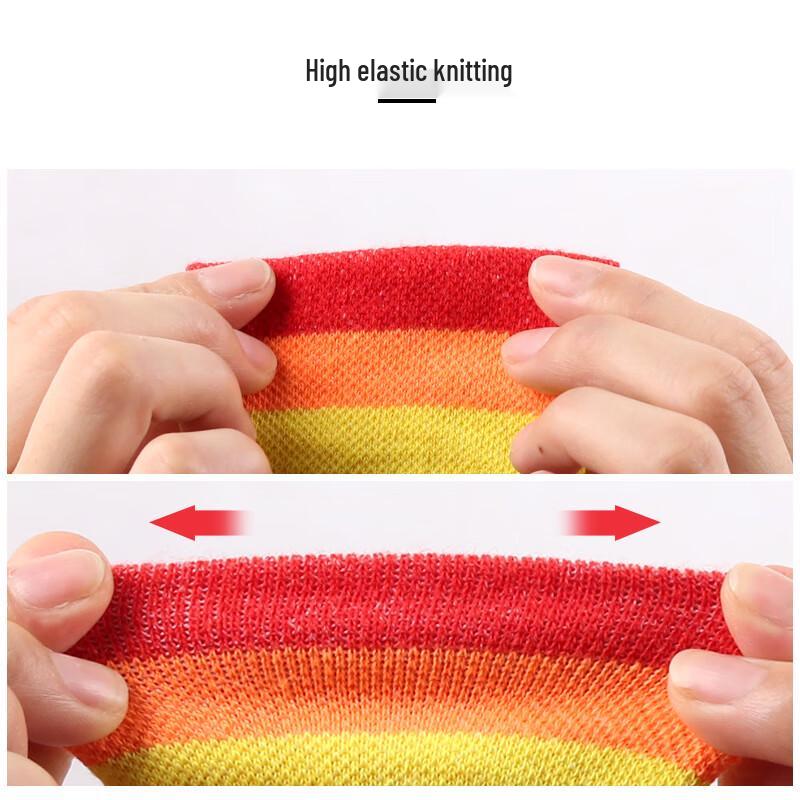 Rainbow Striped Athletic Terry Wristbands