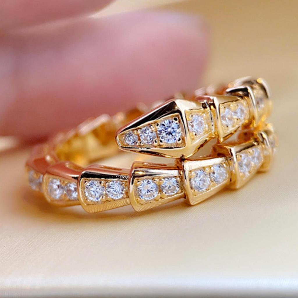 Platinum-Plated Open Bamboo Joint Zircon Knuckle Ring