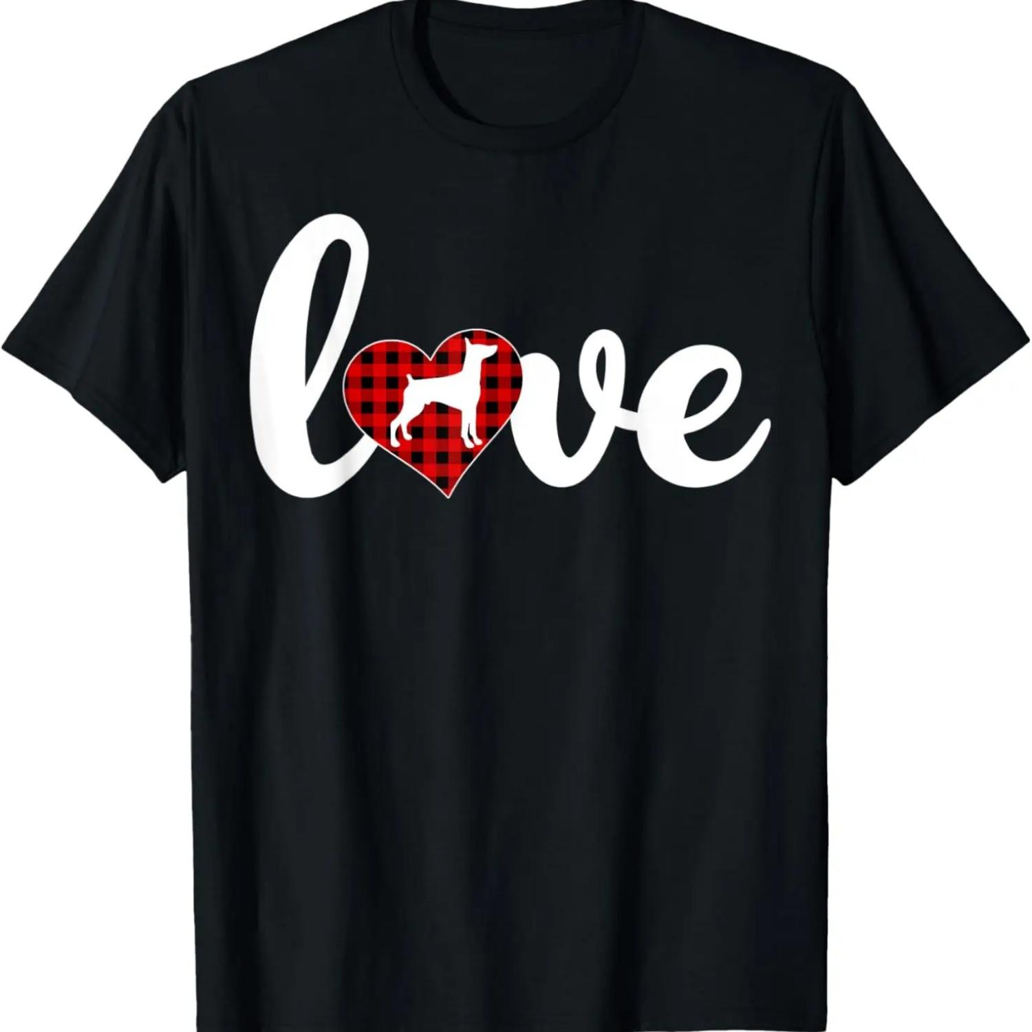 Doberman Dog Lover Buffalo Plaid Love Doberman Valentine T-Shirt S чёрный