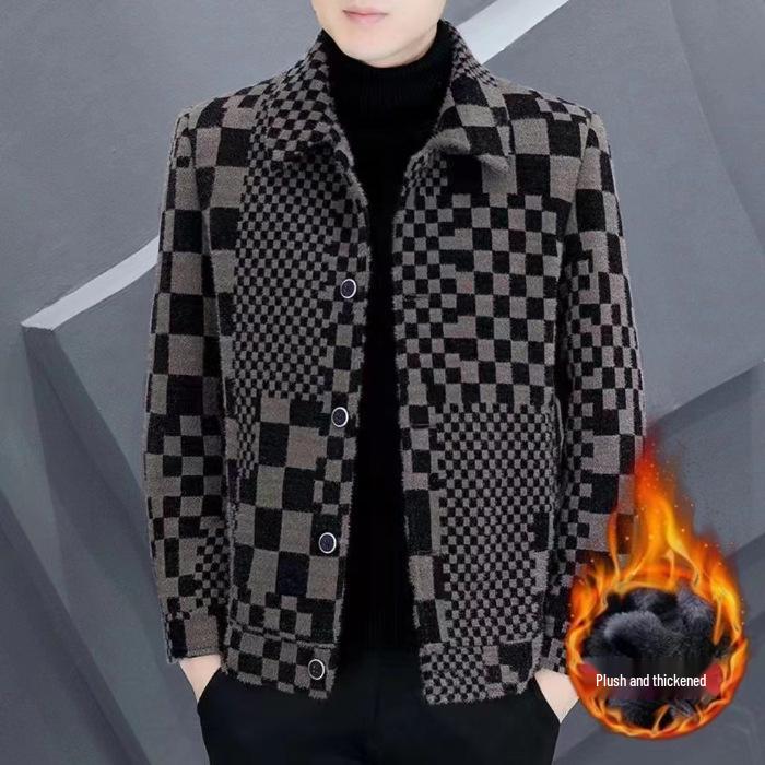 2025 Men's Wool Blend Lapel Coat: Versatile Thickened Autumn/Winter Jacket