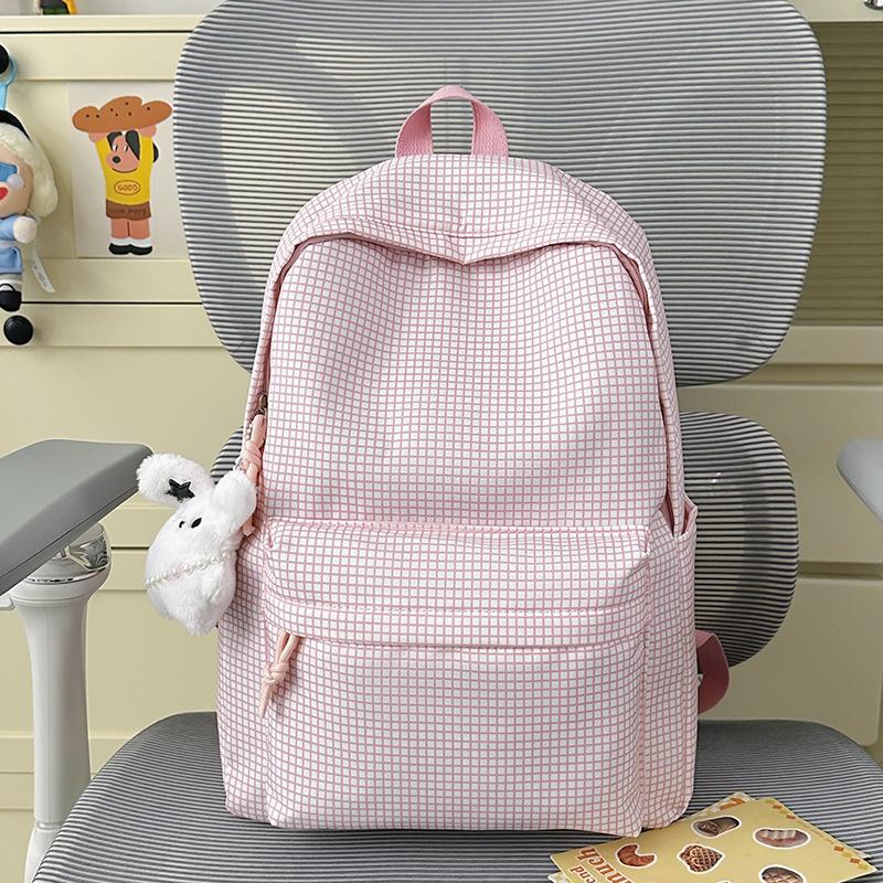 Zaino Scolastico Campus Zaino Scolastico Edizione Coreana Femminile ins Zaino Semplice a Quadri Studente delle Scuole Superiori Grande Capacità Zaino da Viaggio per il Tempo Libero