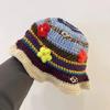 Korean Ins Retro Flower Crochet Bucket Hat For Women Handmade Knitted Hollow Basin Hat Ladies Spring Summer Sunscreen Sun Hat