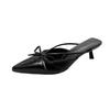 Fashion Pointed Bow High-heeled Half Slippers Women's New Summer Baotou Shallow Mouth Sexy Thin-heeled Sandals and Slippers