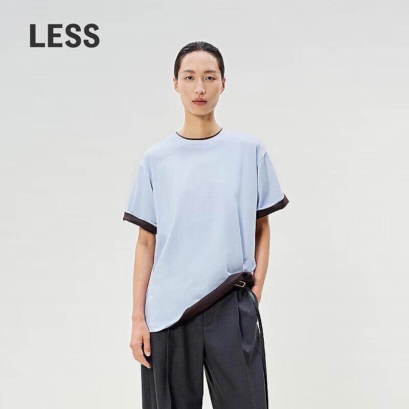 LESS 2025 Spring Cotton Loose Fit Round Neck Short Sleeve T-Shirt