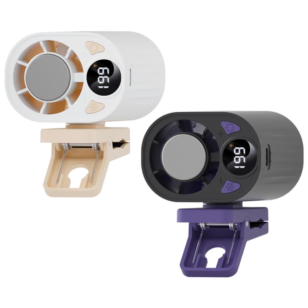 Car Clip Cool Fan with LED Display & 199 Speeds Clip Personal Fans Type-C Rechargeable for Office Camping Travel Outdoor