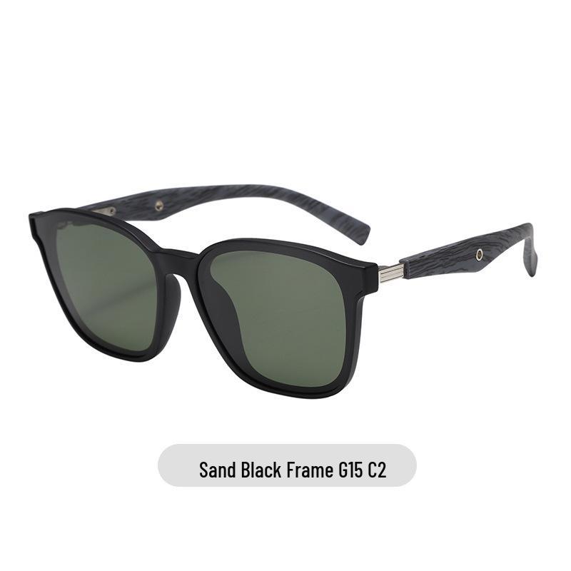 Retro Wood Grain Polarized Sunglasses with UV Protection