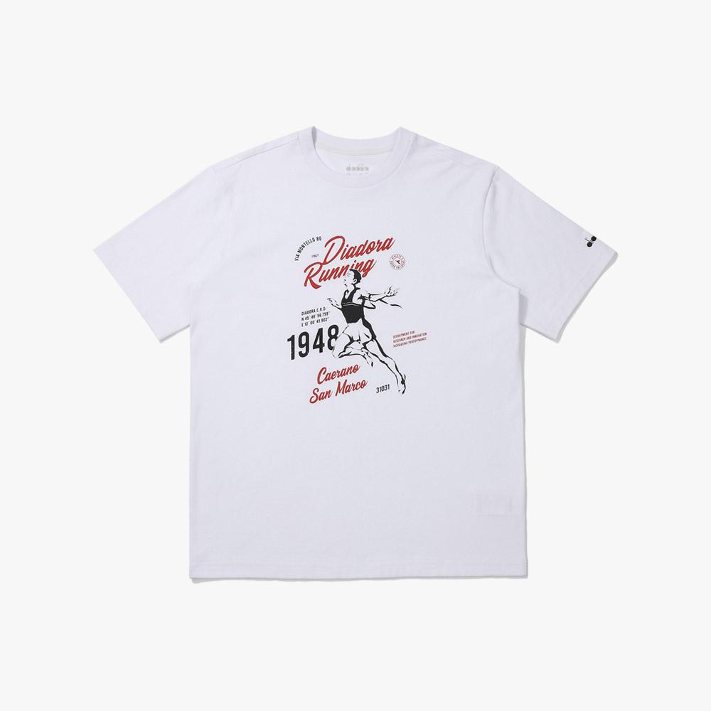 diadora Vintage Graphic Cotton-Poly Short Sleeve T-Shirt White