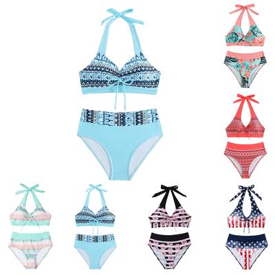 Women's Split Fashion Sexy Bikini Print With Breast Pad Without Steel Bracket Swimsuit