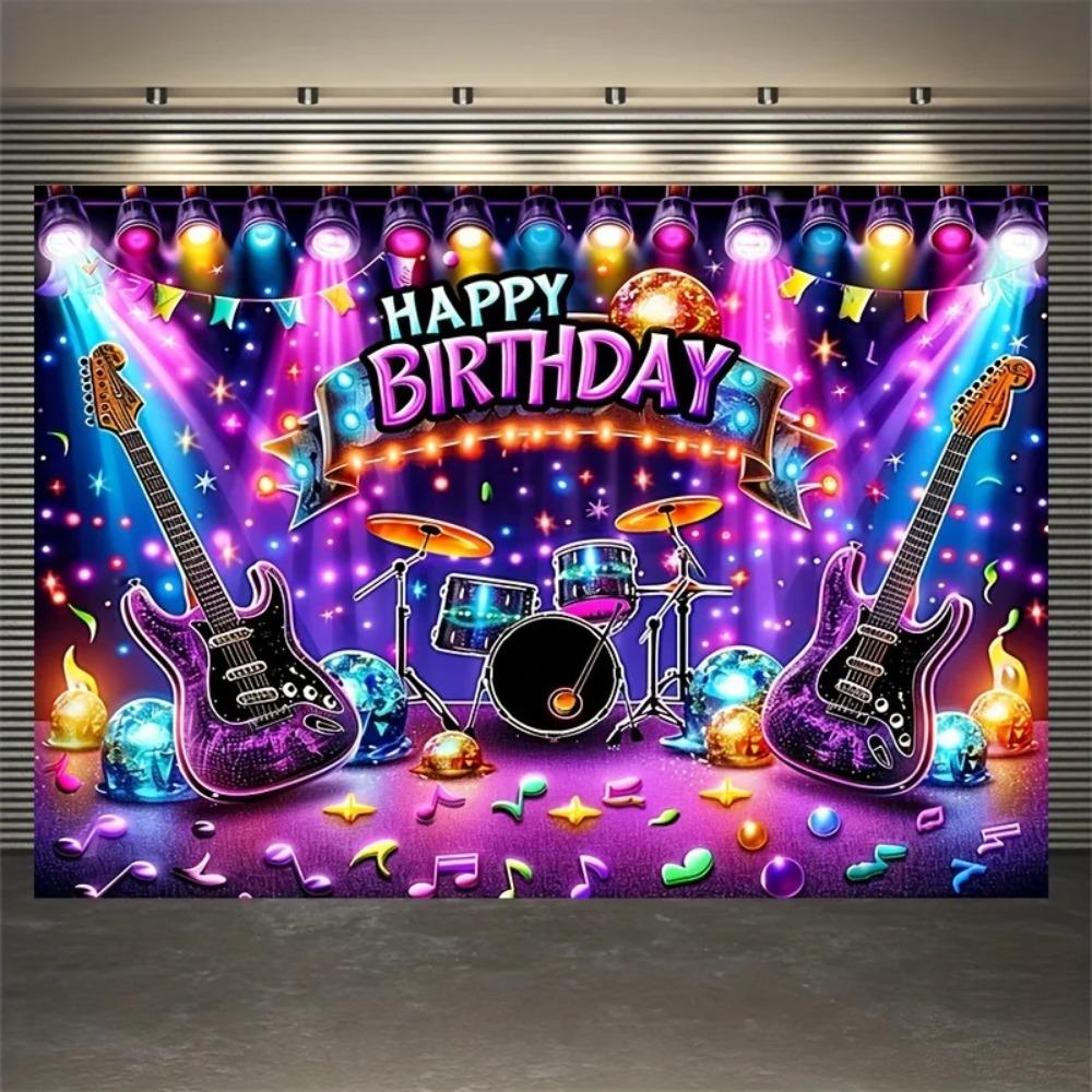 Rockmusik Gitarre Schlagzeug Musik Bühne Thema Banner Hintergrund Geburtstagsparty für Erwachsene Hausparty Dekoration Fotografie Hintergrund