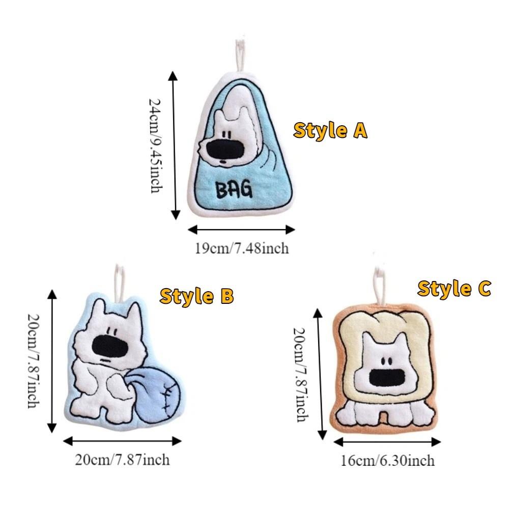 Cartoon Puppy Hand Towel Thickened Soft Strong Water Absorption Coral Fleece Hand Towel Skin-friendly Kitchen Hand Towel
