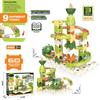 Large Building Blocks Dinosaur Marble Run Toy with Catapult Ball Track Educational STEM Set for Kids