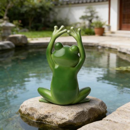 Garden Frog Ornament Small Waterproof Sitting Frog Resin Frog Sculpture Figurine Cute Standing