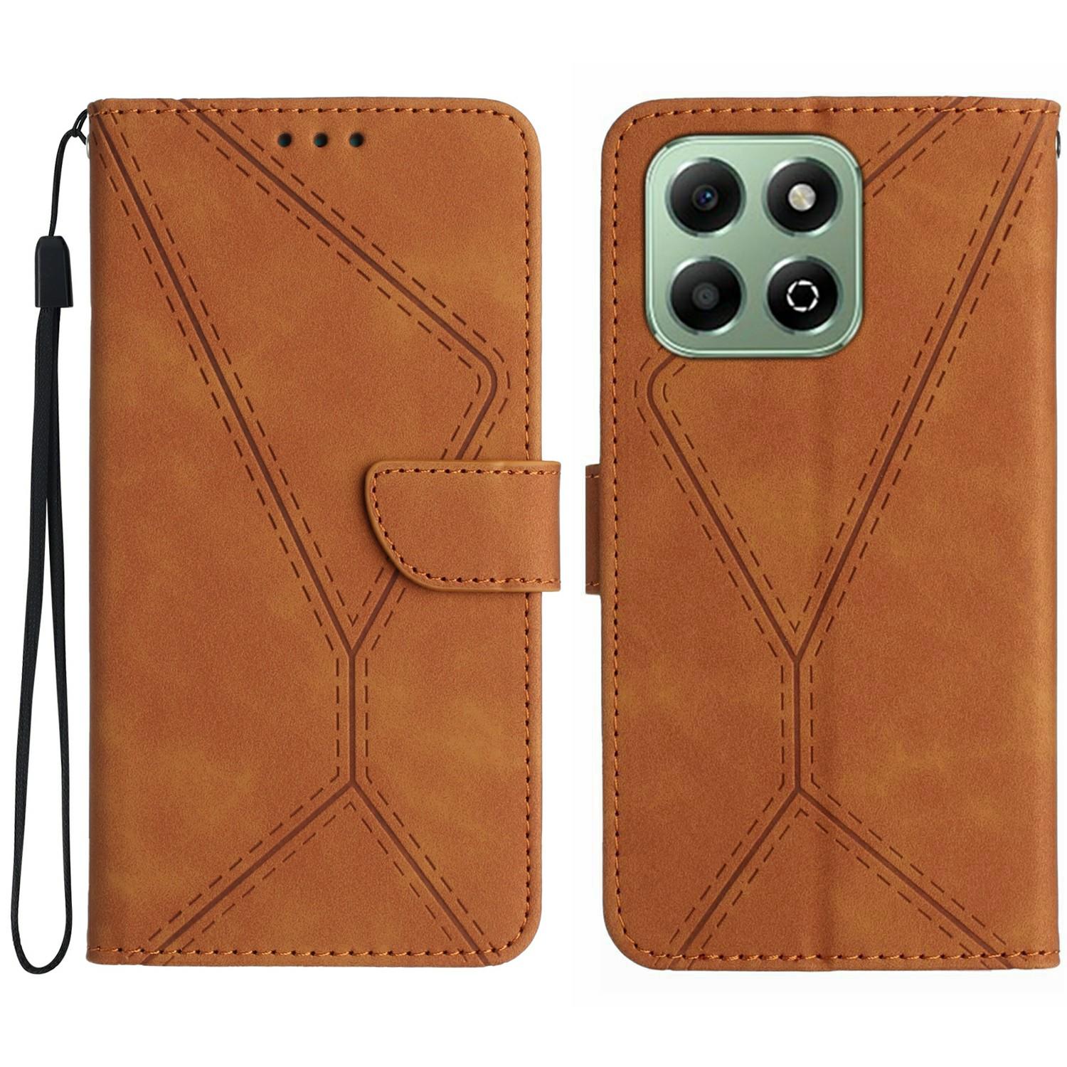 

HT05 Для Honor X7c 4G/200 Smart 5G Чехол с текстурой кожи, из ПУ кожи, откидной чехол для телефона Brown