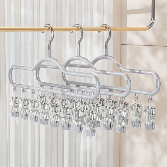1/2/3Pcs Coat Hanger with 8 Clips Multi-Function Storage Hanger Space-Saving Hanging Wardrobe Organizer Jeans Skirts Scarves Belts Towels Accessories