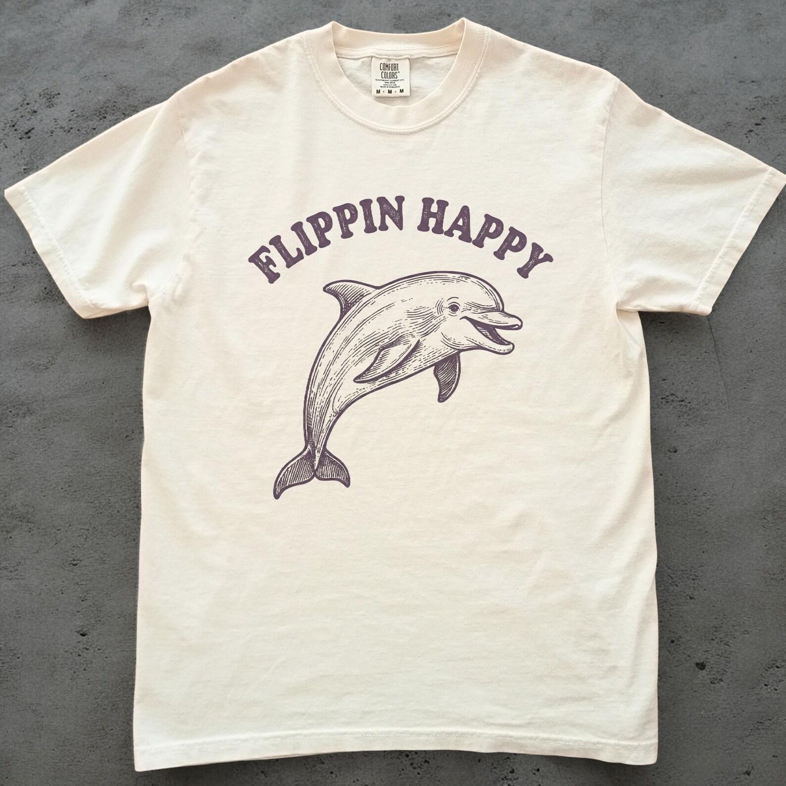 Flippin Happy Dolphin Shirt, Funny Dolphin Shirt Unisex, Beach Shirt, Comfort Colors Tee, Ocean Lover Gift, Sea Animal Shirt, Summer Tee 3XL
